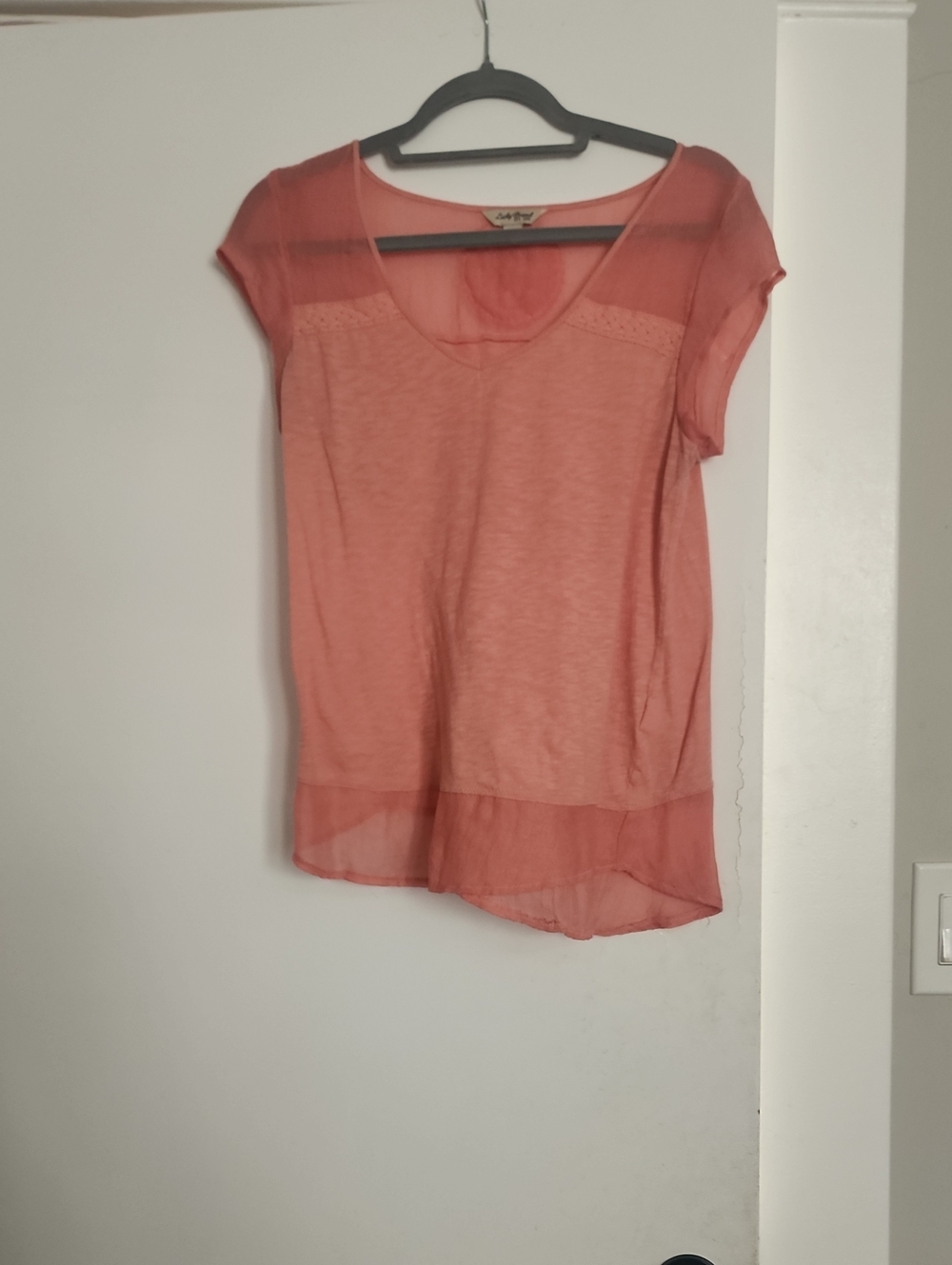 Lucky Brand Coral Sheer-Trim Scoop Neck Top
